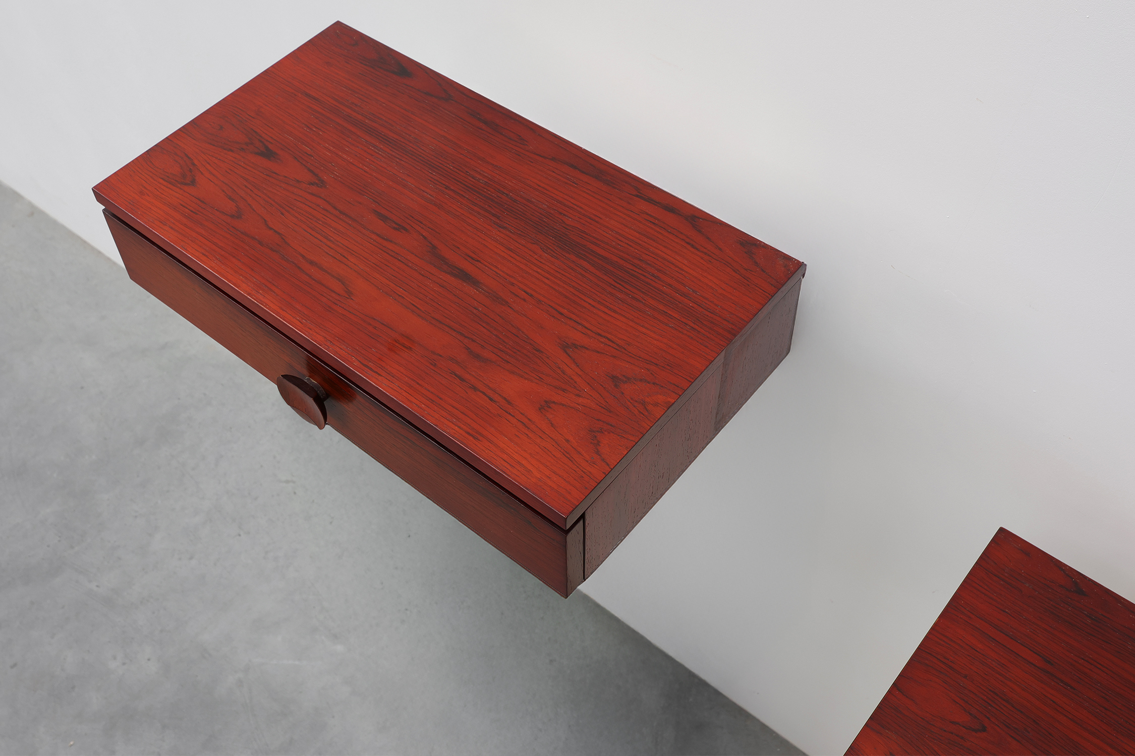 Pair of Mid-Century Modern Danish Wall-Mounted Nightstands in Walnutthumbnail